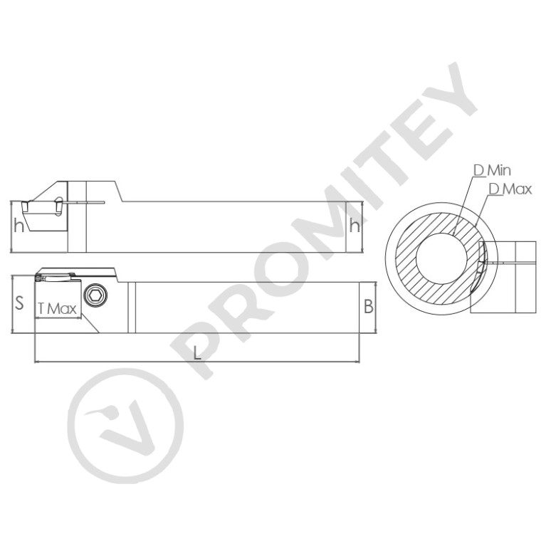 Державка для торцевых канавок 2525 BDKT-A ZT 3C (Ø 100-150) t max:17